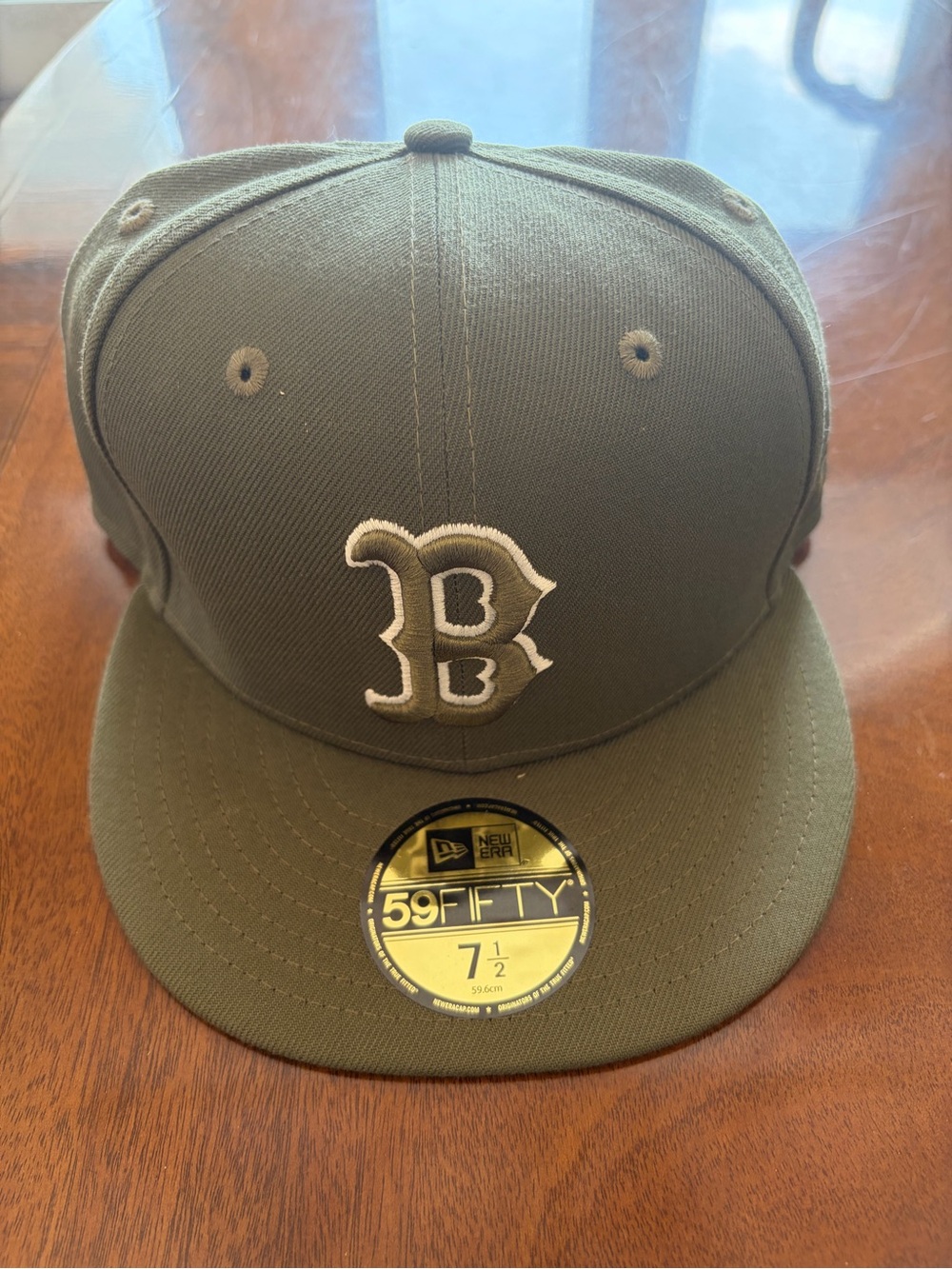 New Era Olive Green Boston Red Sox Fitted Hat 7.5